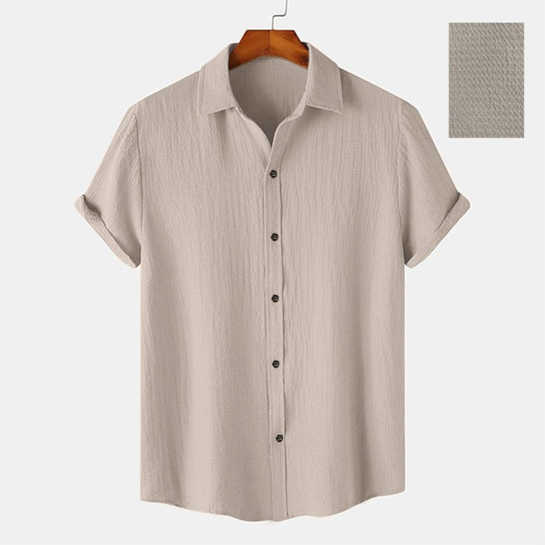 Men Casual Wear Beige Cotton Structured Shirt - Shopping-search