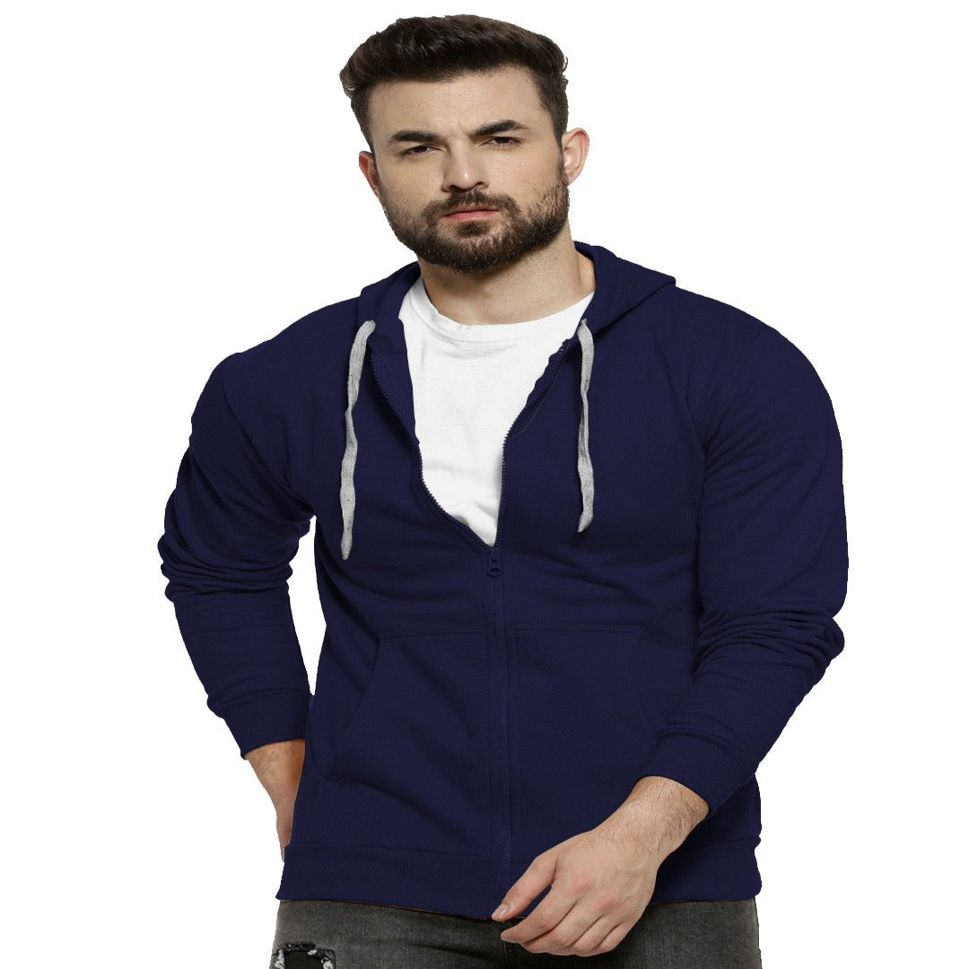 Blue Colour Premium Zip Hoodie For Men - Shopping-search