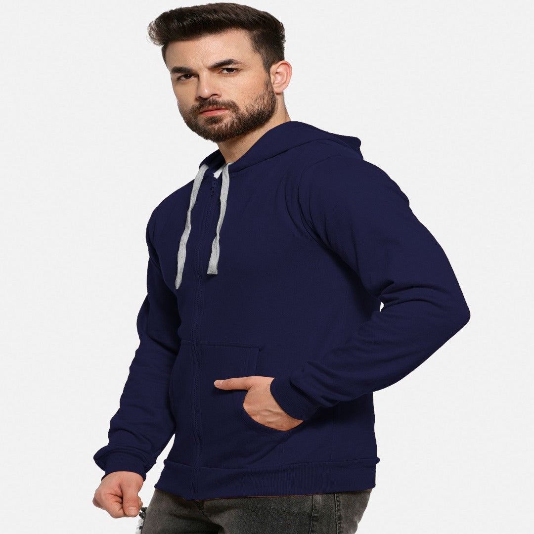 Blue Colour Premium Zip Hoodie For Men - Shopping-search