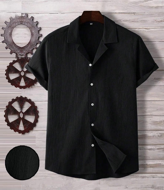 Black Structured Half Sleeve Shirt