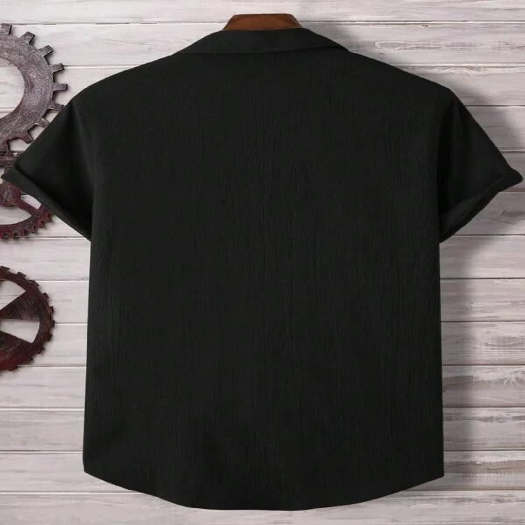Black Structured Half Sleeve Shirt - Shopping-search