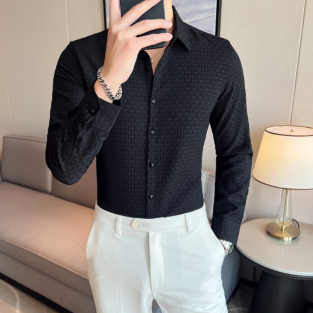 Black Checks Structured Premium Shirt - Shopping-search