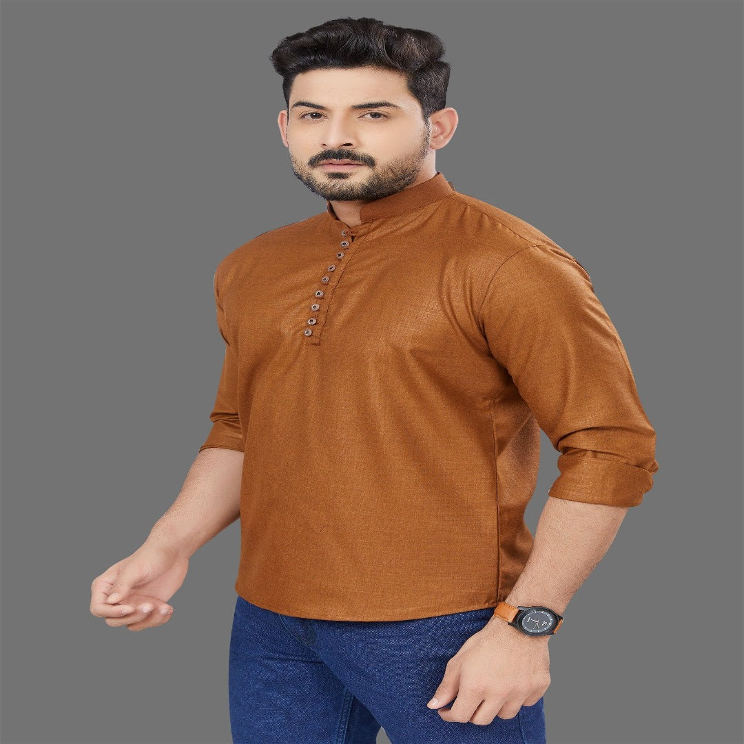 Light Brown Short Kurta - Shopping-search