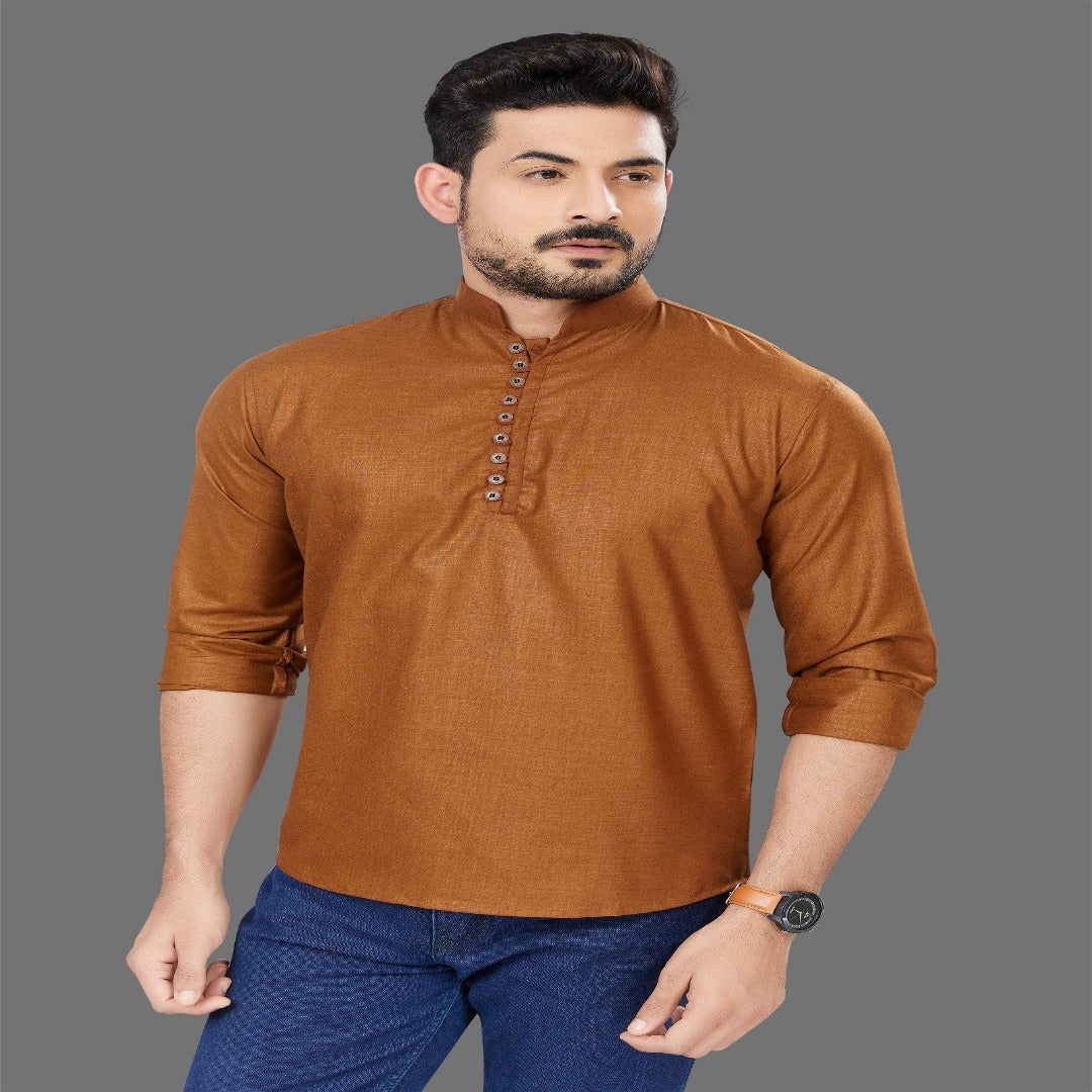 Light Brown Short Kurta - Shopping-search
