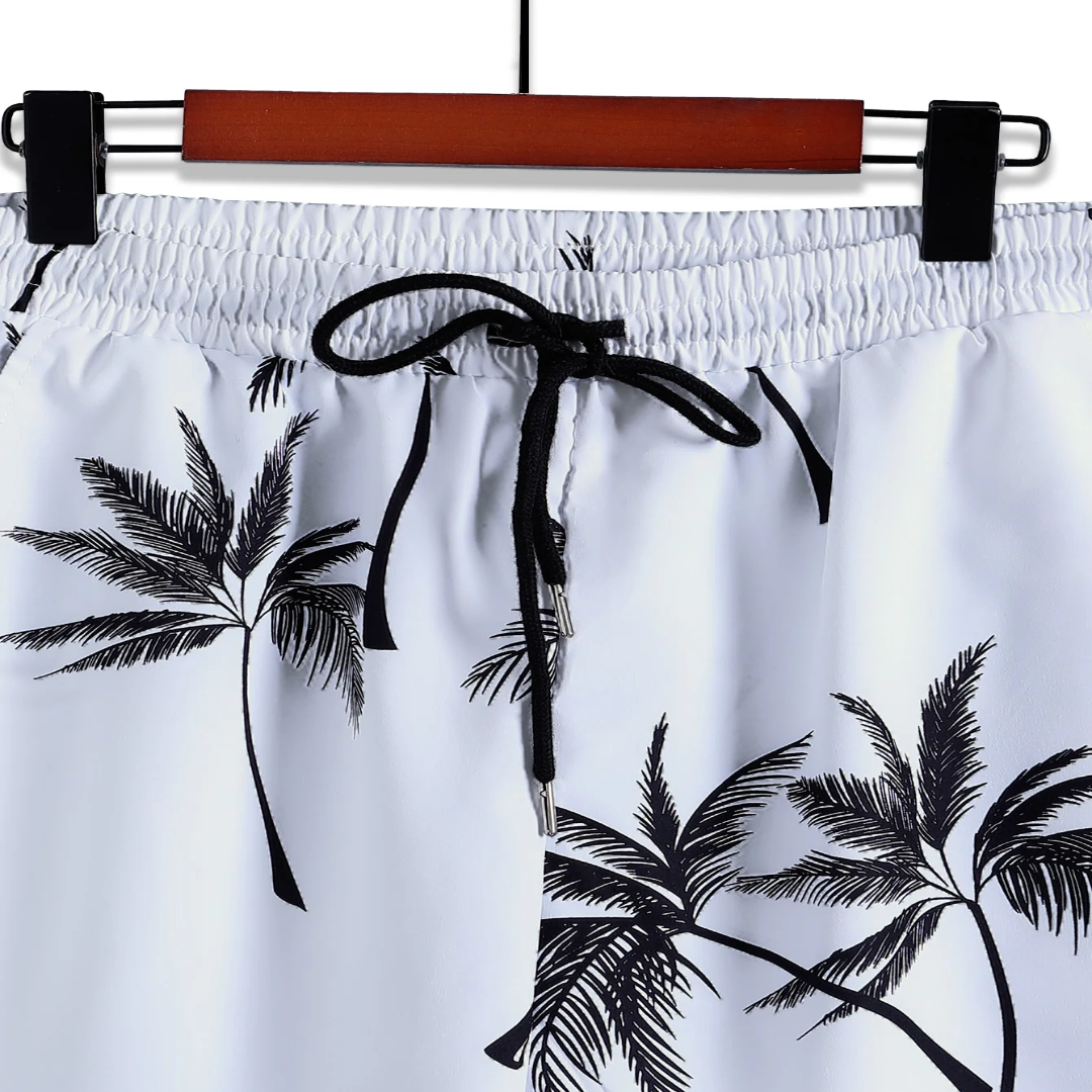 Palm Tree Print Men's Shirt And Shorts Set Short Sleeve - Shopping-search