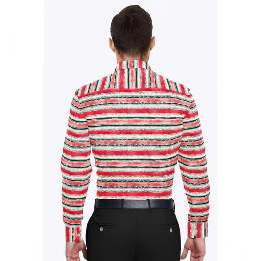 Men's Stylish Striped Full Sleeve Red-White Shirt