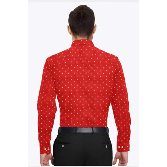 Men's Premium Printed Full Sleeve Red Shirt