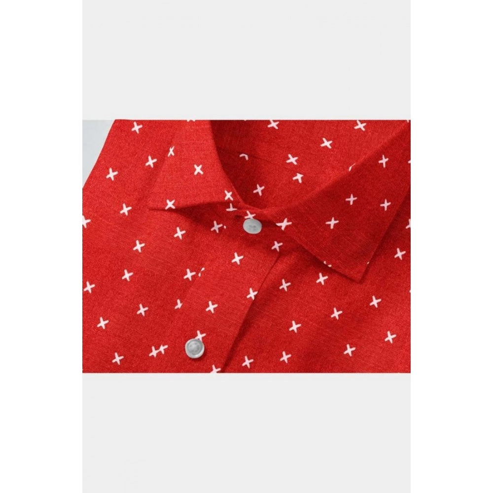 Men's Premium Printed Full Sleeve Red Shirt