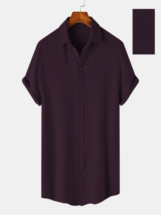 Men Casual Wear Wine Color Cotton Structured Shirt - Shopping-search