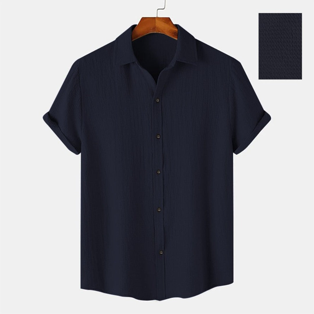 Men Blue Casual Wear Cotton Structured Shirt - Shopping-search