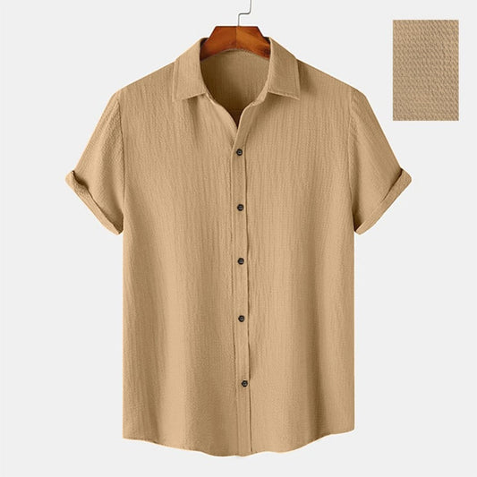 Men Casual Wear Khaki Cotton Structured Shirt - Shopping-search