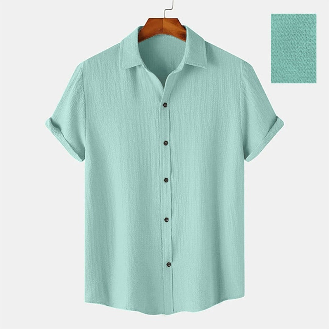 Men Casual Wear Blue Cotton Structured Shirt - Shopping-search