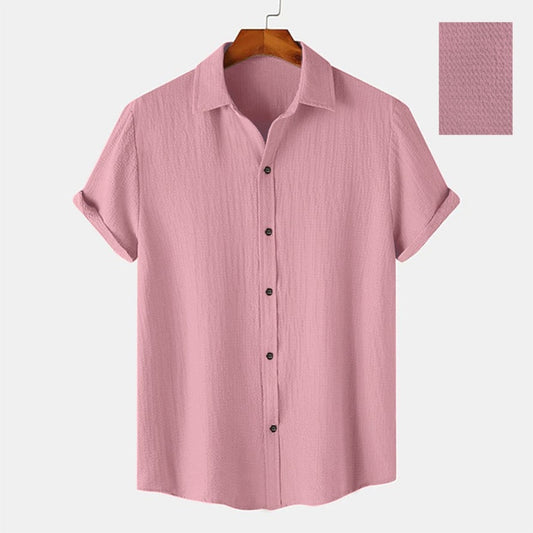 Men Casual Wear Pink Cotton Structured Shirt - Shopping-search