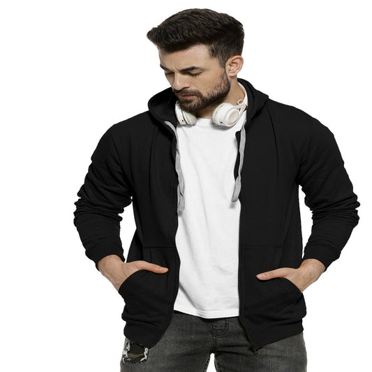 Black Printed hoodie front look