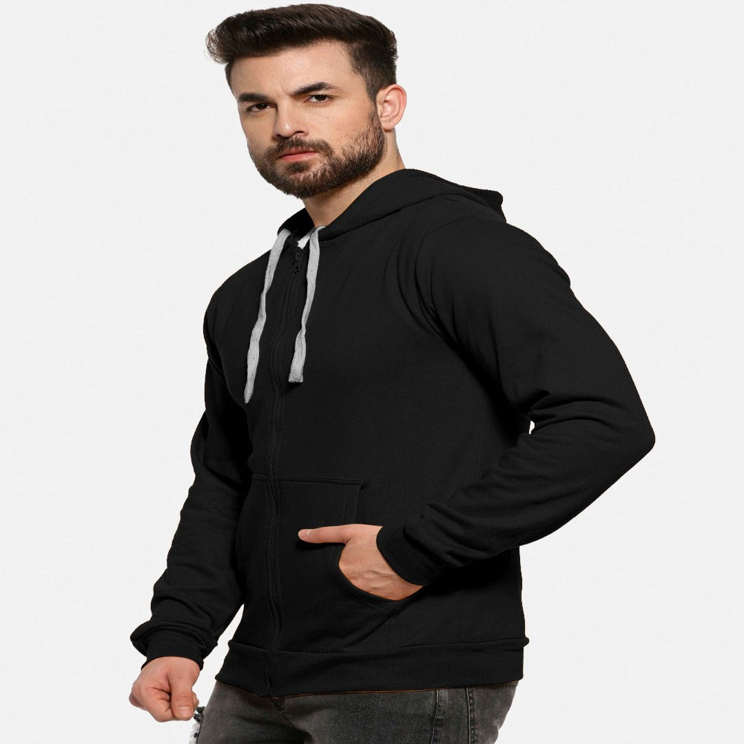 Black Color Premium Zip Hoodie For Men - Shopping-search