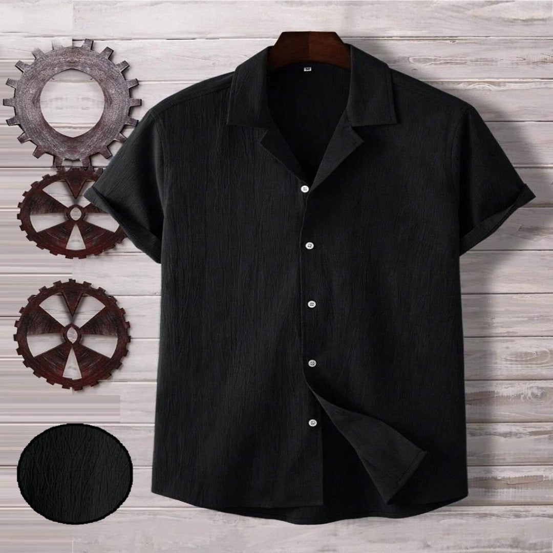 Black Structured Half Sleeve Shirt - Shopping-search