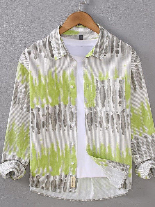 Grey and green digital print shirt