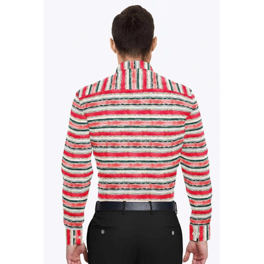Men's Stylish Striped Full Sleeve Red-White Shirt
