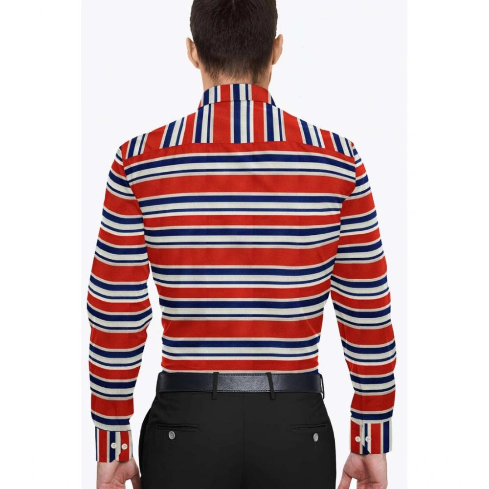 Men's Premium Red-Blue Striped Full Sleeve Shirt