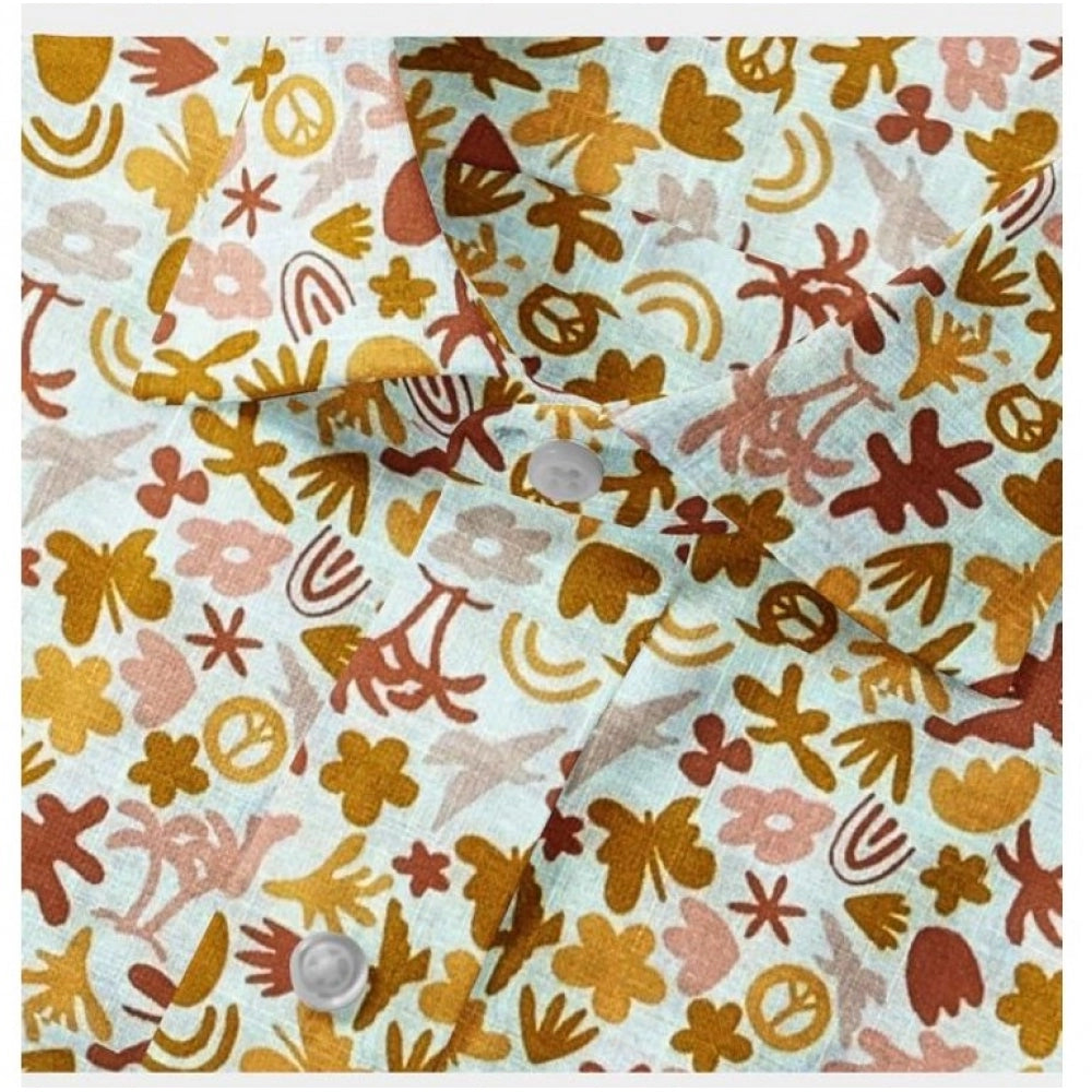 Men's Cotton Blended Printed Full Sleeve Floral Patterned Shirt