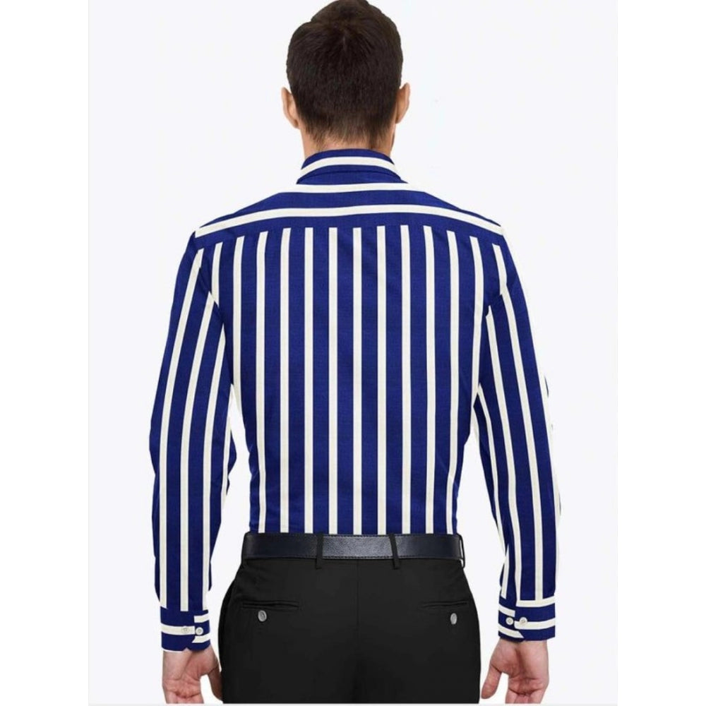 Men's Premium White-Blue Striped Full Sleeve Shirt