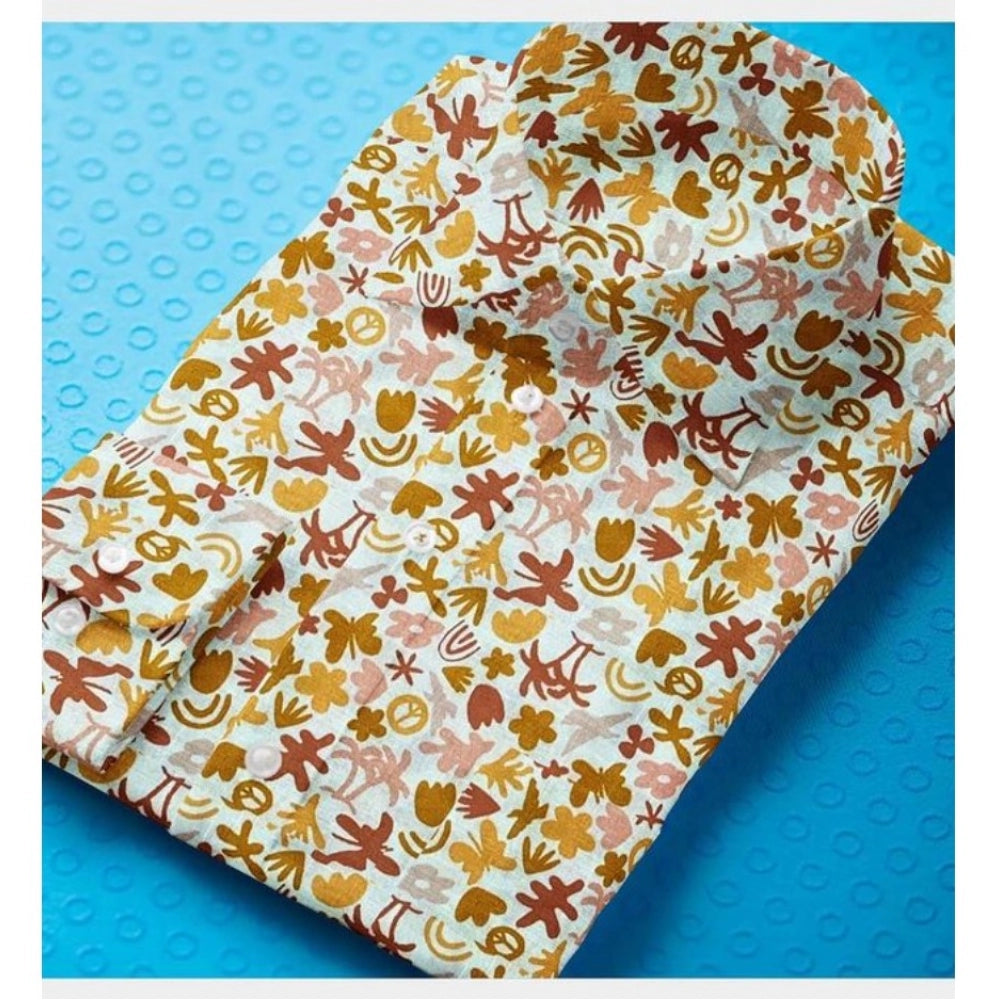 Men's Cotton Blended Printed Full Sleeve Floral Patterned Shirt