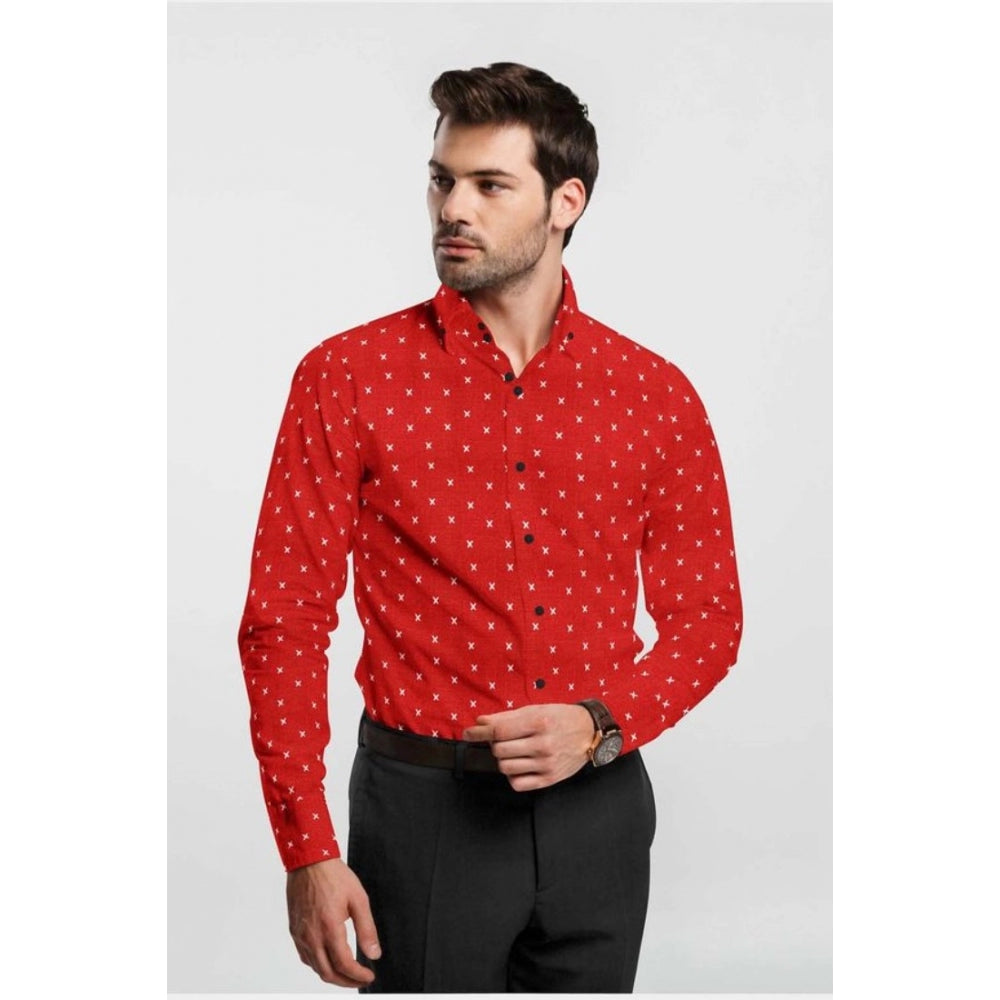 Men's Premium Printed Full Sleeve Red Shirt