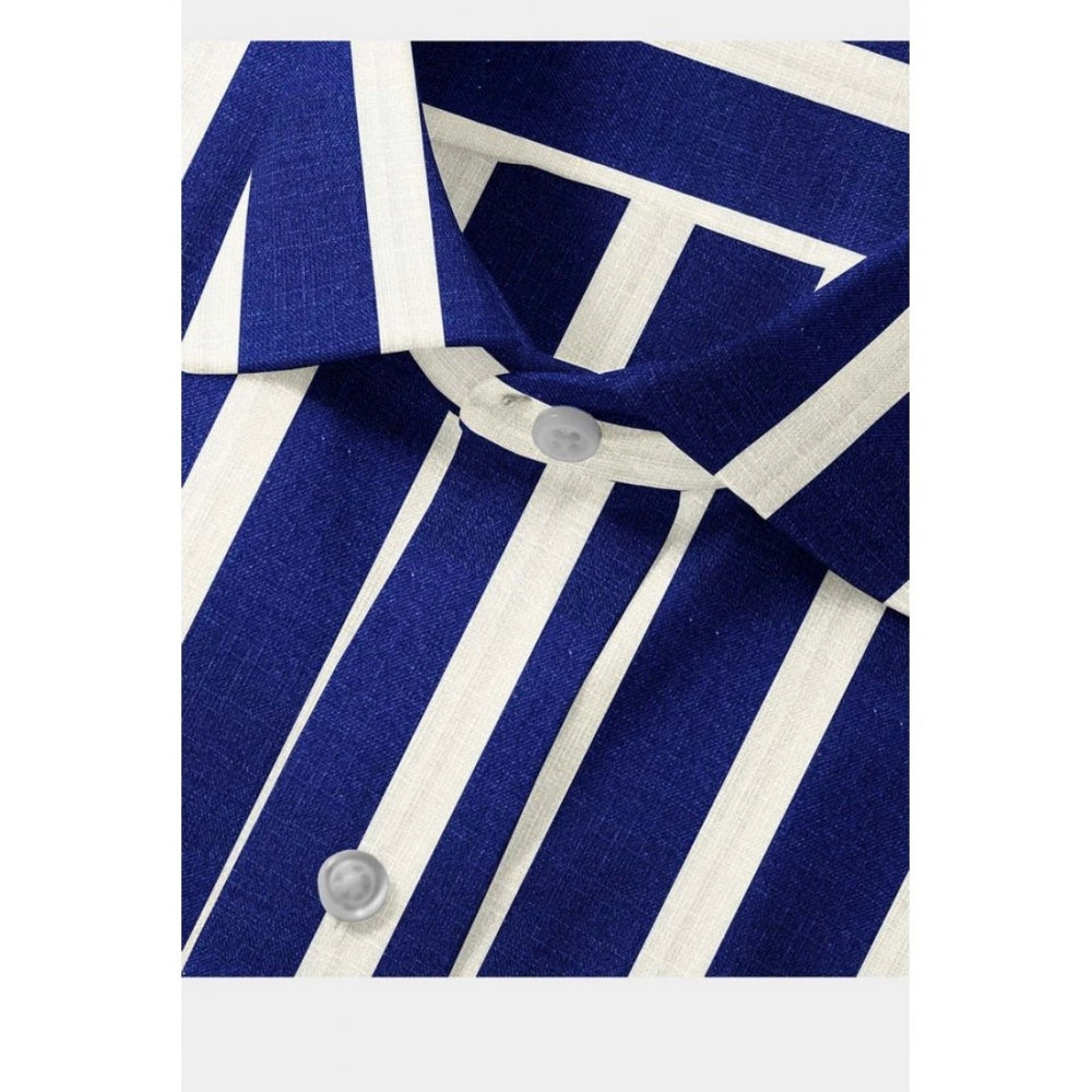 Men's Premium White-Blue Striped Full Sleeve Shirt
