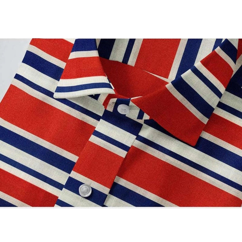 Men's Premium Red-Blue Striped Full Sleeve Shirt