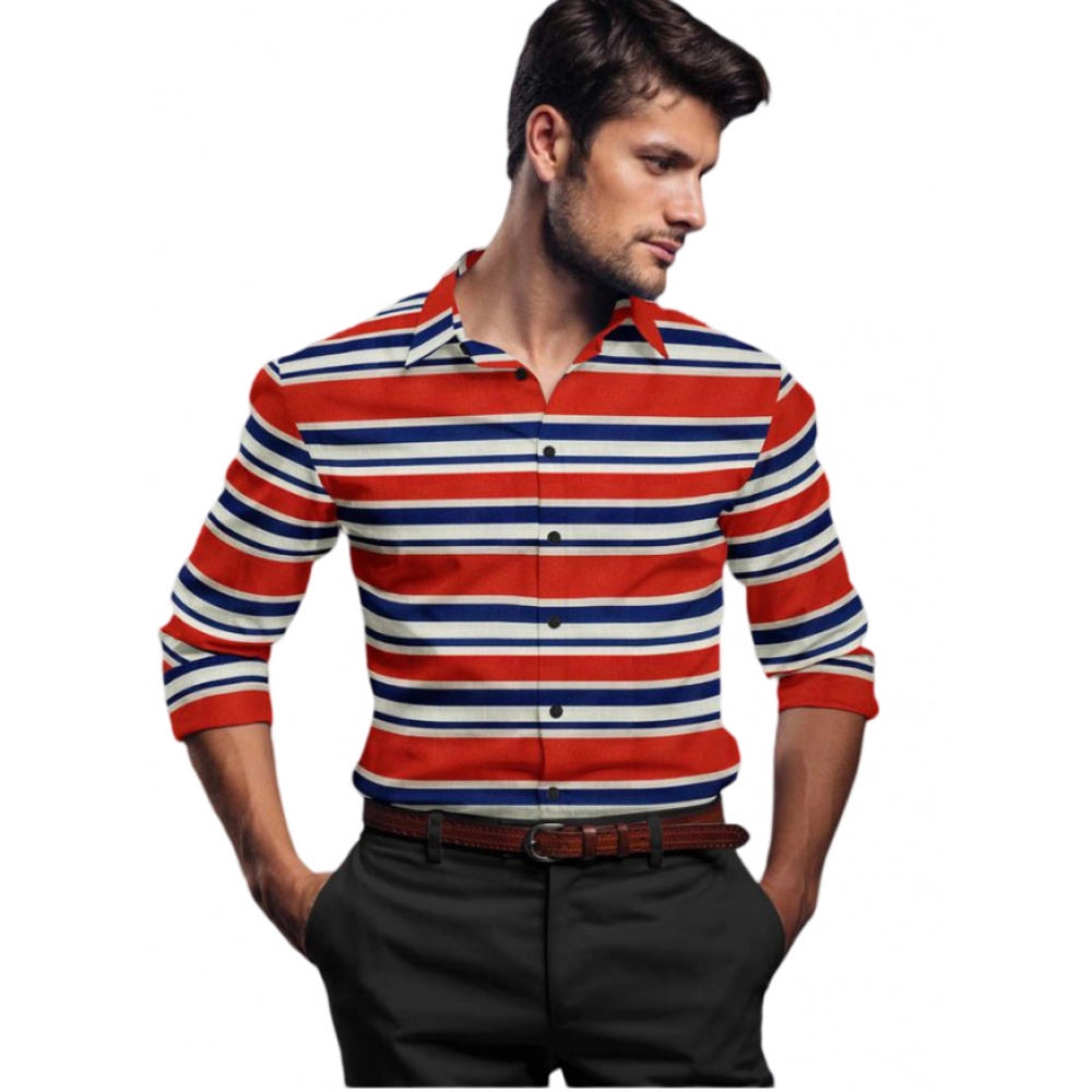 Men's Premium Red-Blue Striped Full Sleeve Shirt