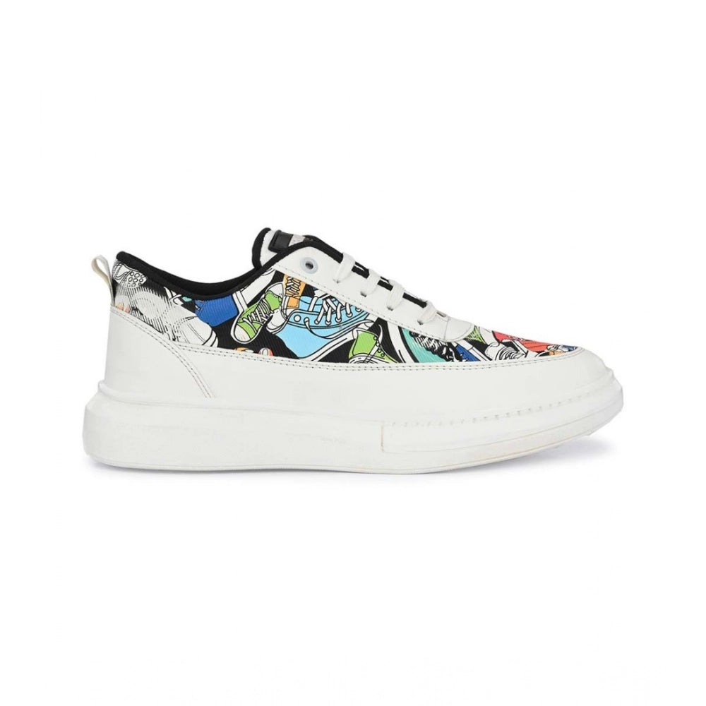Men's White Sneaker with Colorful Pattern