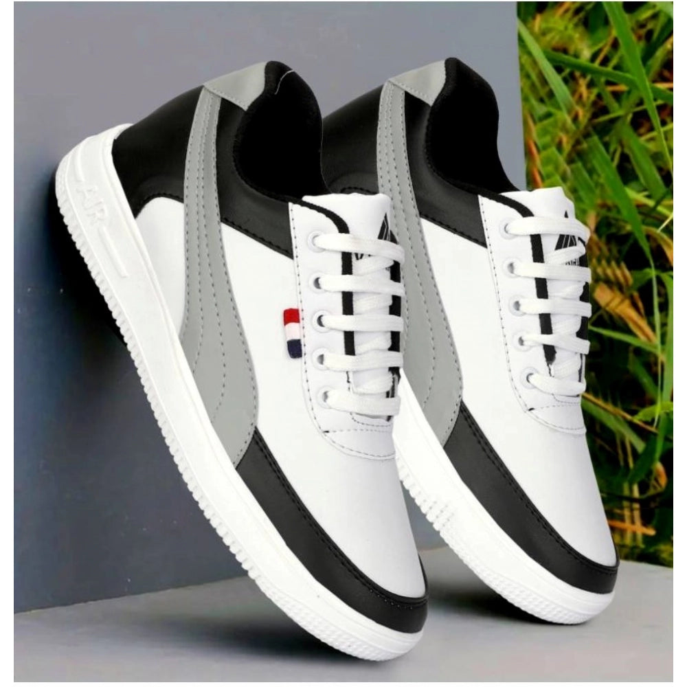 Pair of black and white sneakers
