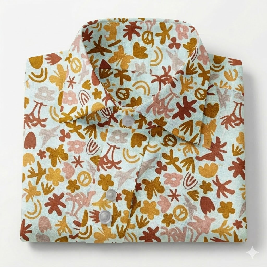 Floral patterned shirt on a white background